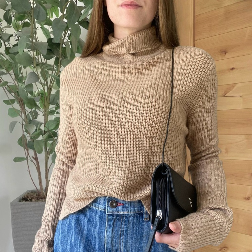 Cableknit turtleneck top